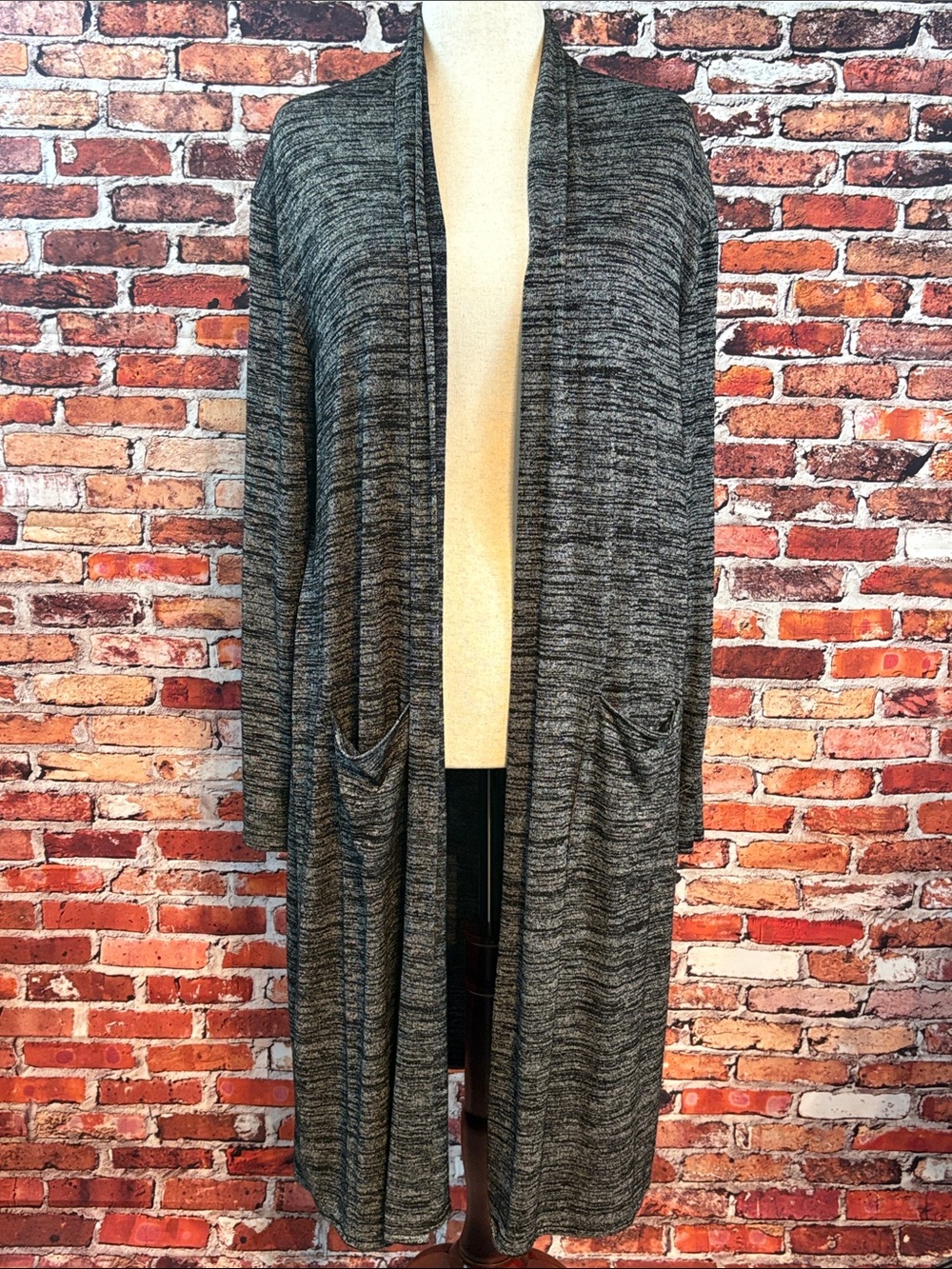 Worthington Charcoal Marled Open-Front Long Cardigan Duster XL
